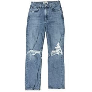 AGOLDE Wilder Mid-Rise Straight Leg Light Distressed Denim Jean Revolve EUC 25